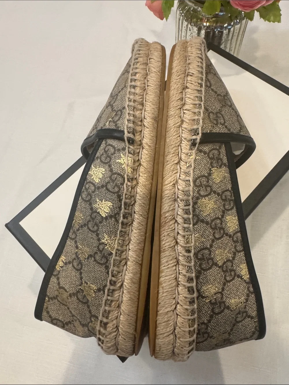 Authentic Gucci GG Supreme Bee Espadrilles